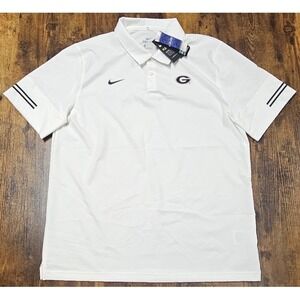Nike On Field Dri-Fit Georgia Bulldogs Flex Polo Coaches White Shirt Mens XL NWT